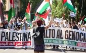 Durante la movilización se repudió el genocidio de los ocupantes israelíes en Gaza, con cerca de 35.000 palestinos asesinados.